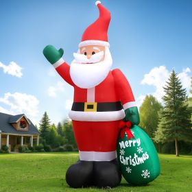 10 FT Christmas Inflatable Santa Claus Outdoor Decor for Yard, Giant Blow up Santa Decoration with Big Gift Bag