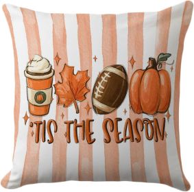 Fall Pillow Cover 18x18 Inch - 'Tis The Season Pattern Decorative Throw Pillow Cover - Ultra-Soft Polyester Cushion Cover for Couch, Sofa