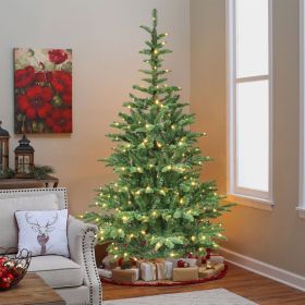 7ft Pre-Lit Christmas Tree with 400 Warm White LED Lights, 941 PE+PVC Tips, Realistic Layered Look