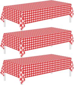 3 Pack Red and White Checkered Tablecloths 54"x108" Christmas Tablecloths for Rectangle,Disposable Plastic Table Cover for Weddings,Home,Birthday