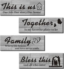 4 PCS Home Wall Decor Signs Rustic Wood Signs Farmhouse Entryway Signs for Bedroom Living Room Décor This is us/Together/Family/Bless this Rustic