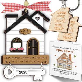 New Home Ornament 2025, House Warming Gifts New Home Card, Housewarming Gift Keychain for Women, Couple, First Apartment Gift 2025