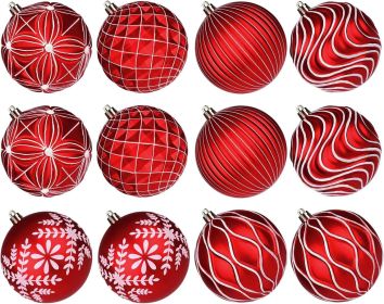 12 Pcs 4" Large Christmas Balls Ornaments, Outdoor Xmas Tree Hanging Decorations, Shatterproof Christmas Ball Ornament Set for Home Winter Holida