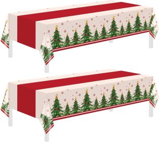 2 Pack Christmas Tablecloths,Christmas Party Decoration,54 x 108 Inch,Disposable Plastic Table Cloths Rectangular for Party Supplies