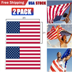 2pcs 2X3FT 60*90cm American Flag USA Flag Printed Nylon Flag National Flag w/Brass Grommets Courtyard Decoration Festival Decoration Flag