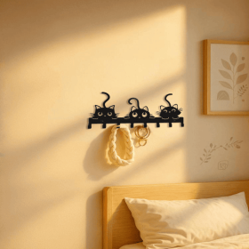 The Iron Cat Key Hook Rack - Fashionable Metal Wall - Mount Key Holder. It's an Easy - Install Storage Organizer Ideal for Home Living Room and B