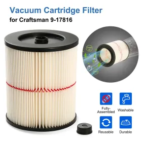 Vacuum Cartridge Filter Replacement Fits For Craftsman 9-17816 (Color: White)