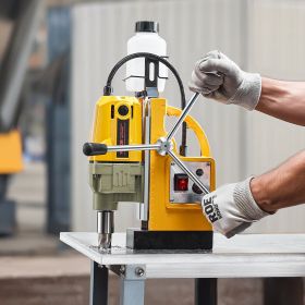 Magnetic Drill 1400W 2810 Lbf Mag Drill Press 1.6 In Boring Diameter 11 Bits (Color: Yellow)