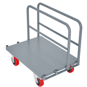 Steel Panel Truck, Heavy Duty Drywall Cart Lumber Cart Platform Truck Flat Cart, 2000lbs, 6 Swivel Brake Casters, With 1Front And 2 Side Handrail (Color: Grey)