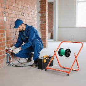 Foldable Wire Spool Rack Heavy Duty Cable Caddy For Electrical Industrial Retail (Color: Orange)