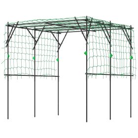 Garden Arch Trellis, 7.3 FT Tall Metal Plant Trellis Support With Climbing Net, Cucumber Trellis For Vegetables, Black (Color: Black)