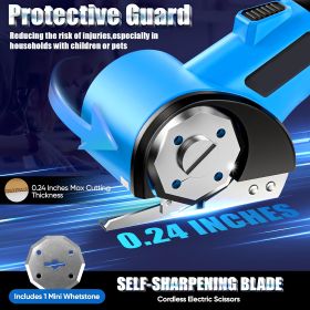Cordless Electric Scissors, USB Rechargeable Electric Box Cutter With Safety Lock, Fabric Scissors, Electric Rotary Scissors For Cardboard Carpet (Color: Blue)