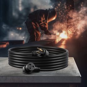 30A Generator Extension Cord 50 Ft 250V NEMA 6-50P To 6-50R 7500W Power Cable (Color: Black)