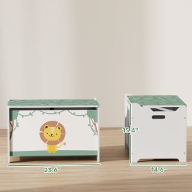 Toy Box With Lid, Safety Hinges And Groove Handles, Toy Storage Organizer For Kids, Living Room, Playroom, Green (Color: Green)