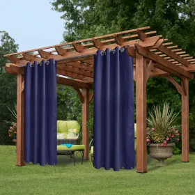 50 In X 84 In Outdoor Curtains For Patio Waterproof, Porch Privacy Drapes On Top And Bottom Curtain , Navy 1 Panel (Option: 50inx84in)