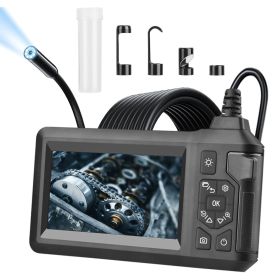 1Pc 1080P Endoscope Camera With 8 LED Light 8mm Borescope Inspection Camera 4.3in Colorful Screen IP67 Waterproof 16.4FT Semi-Rigid Cord Handheld (Color: Black)