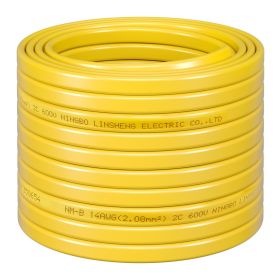 NM-B Wire 14AWG'2C Copper Core Cable 50 Ft Electrical Wire With Ground (Color: Yellow)