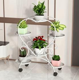 Heart-shaped Flower Pot Rack (Color: White)