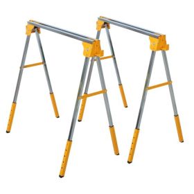 2PACK Adjustable Height Sawhorse,Folding Portable Saw Horses ,Heavy Duty Steel Sawhorse For Garage, Workshop, Fully Assembled (Color: Yellow)