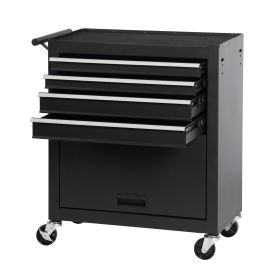 4-drawer Rolling Toolbox With 4-wheel Toolbox With Drawers (Color: Black)