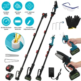 4 In 1 Cordless Pruning Shear And Electric Chainsaw With Max 5.5FT Extension Poles Pole Saw SK5 Blade Brushless Pruning Shear With 2Pcs 3.0Ah Bat (Option: With10CellBattery)