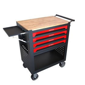4 Drawer Multi-Purpose Utility Cart With Wheels And Wooden Top (Option: 4Drawers)