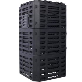 Garden Compost Bin Made From Recycled Plastic - 132 Gallons (Color: Black)