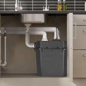 Utility Sink Pump, 1/3 HP, 120-Volt, 2900 GPH Flow, 25 Ft Head, Under-Sink Sump Pump System With 6 Gallon Basin, Automatic Utility/Laundry Sink P (Color: Black)