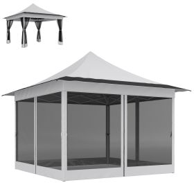 12 X 12 Ft. Canopy Tent With Mesh Netting,  Up Tent With Carry Bag For Garden, Patio, Light Gray (Option: Gray)
