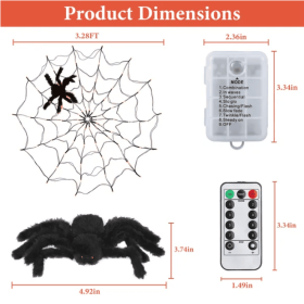 1Pc 3.28FT Spider Web Light With Hairy Spider (Option: Style1)