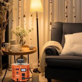 2000VA Auto Variable Voltage Transformer, 15.3 Amp, 110V Input 0-130V Output AC Voltage Regulator Power Supply, With 4 Extra Fuses Thermal Contro (Color: Orange)