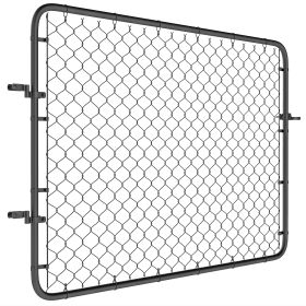 Garden Gate Chain Link Fence Gate, Galvanized Steel Garden Door For Yard Entrance Way, 47.2 X 70.9 In., Black (Color: Black)