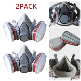 7in1 Half Face Gas Mask Facepiece Spray Painting Respirator Reusable Safety Suit For 6200 With Filter Chemical And Other Work Protection (Option: 2Pcs)