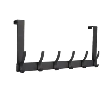Door Hooks, Door Towel Rack, With 12 Hooks For Hanging Clothes, Coats, Towels, And Hats, 1 Piece, Black. (Color: Black)