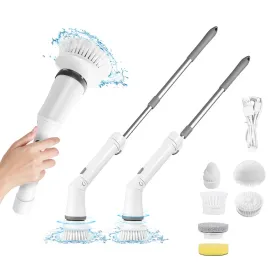 Electric Spin Scrubber Cordless Rechargeable Telescopic Cleaning Brush 6 Replaceable Heads 2 Speed Adjustable Extension Arm Bathroom Tub Tile Flo (Option: SpinScrubber)